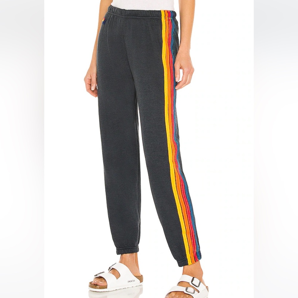 Aviator Nation 5 stripe charcoal sweatpants